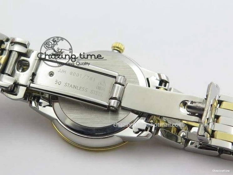 0315 OnTrend De Ville 27mm SS YG Ladies MK 1:1 Best Edition White MOP Dial Diamond Markers On SS Bracelet Ronda Quartz 8187